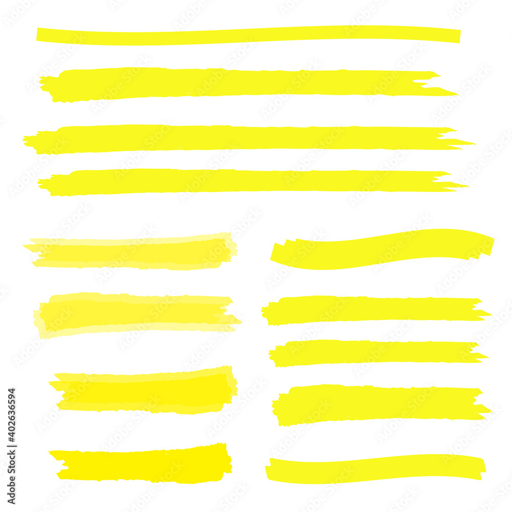 Marker marks. Yellow marker text selection vector Marker marks. Yellow marker text selection vector