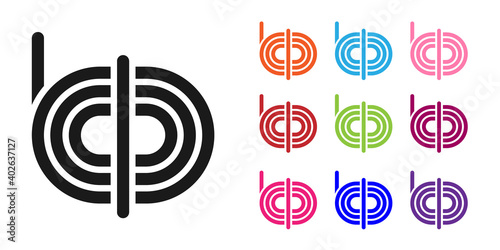 Black Climber rope icon isolated on white background. Extreme sport. Sport equipment. Set icons colorful. Vector.