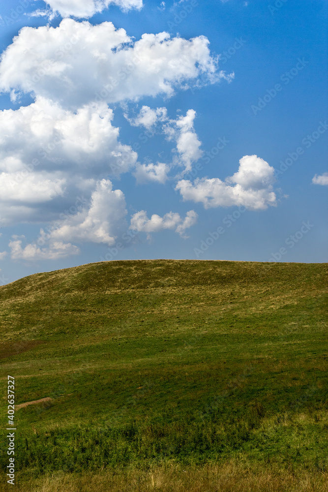 Hill and blue sky in summer
