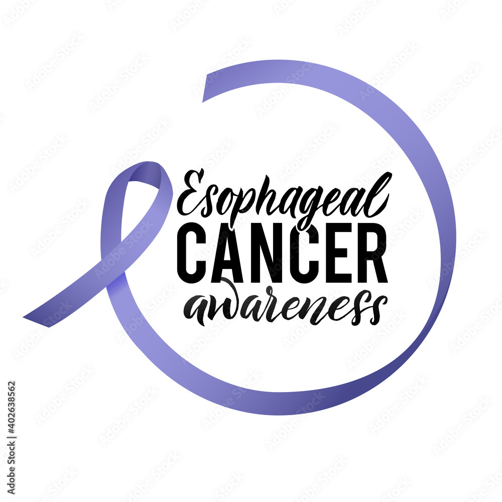 Vector Esophageal Cancer Awareness Calligraphy Poster Design. Stroke Violet Ribbon. April is Cancer Awareness Month Vector Esophageal Cancer Awareness Calligraphy Poster Design. Stroke Violet Ribbon. April is Cancer Awareness Month
