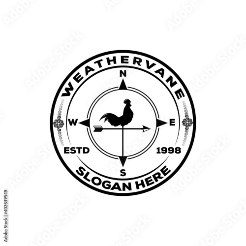 Weather vane, wind vane logo vector illustration template design, emblem badge element