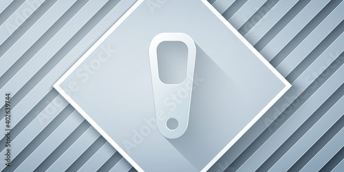 Paper cut Pumice for feet icon isolated on grey background. Foot cleaning. Skin beauty cosmetology leg care. Paper art style. Vector.