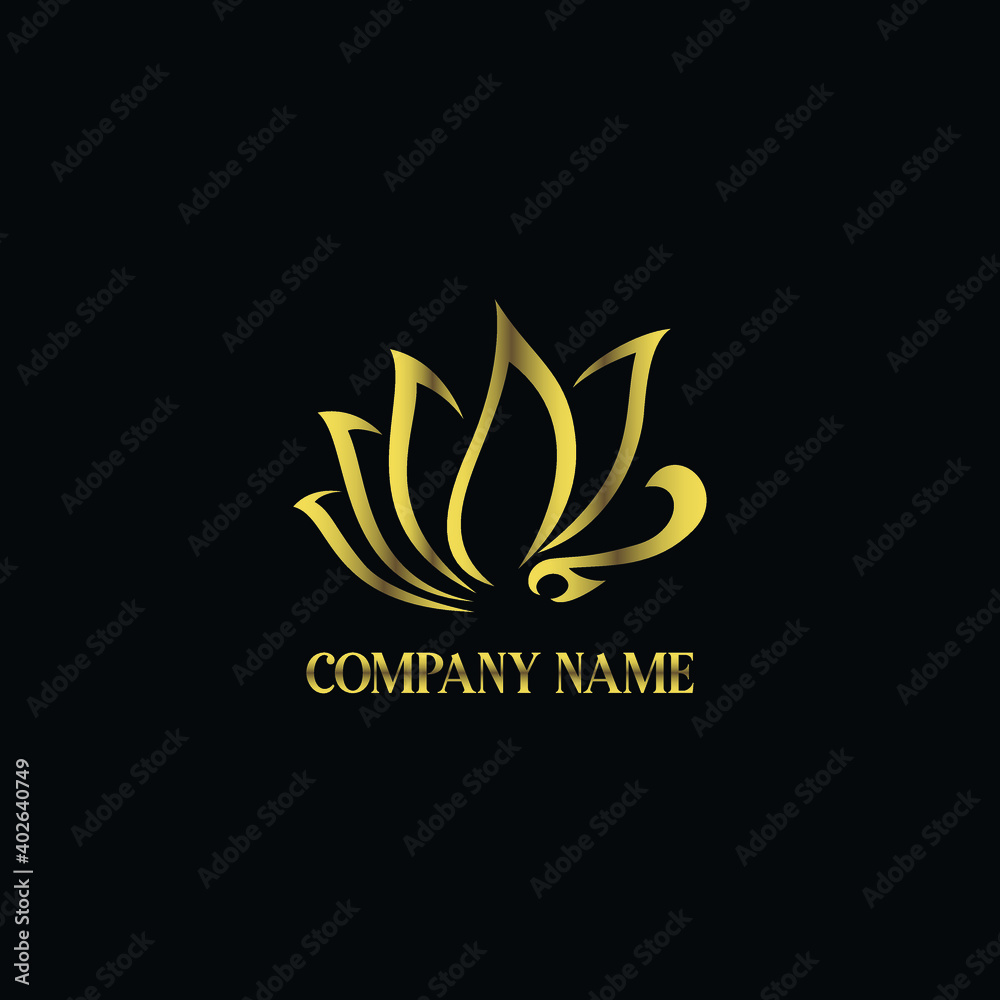 Fototapeta premium Luxury and elegant golden Lotus logo concept