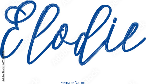 Elodie Cursive Calligraphy Blue Color Text of Female Name " "