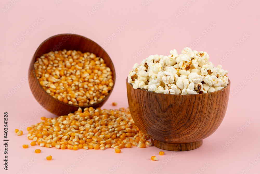 Popcorn and corn seeds in studio Popcorn and corn seeds in studio