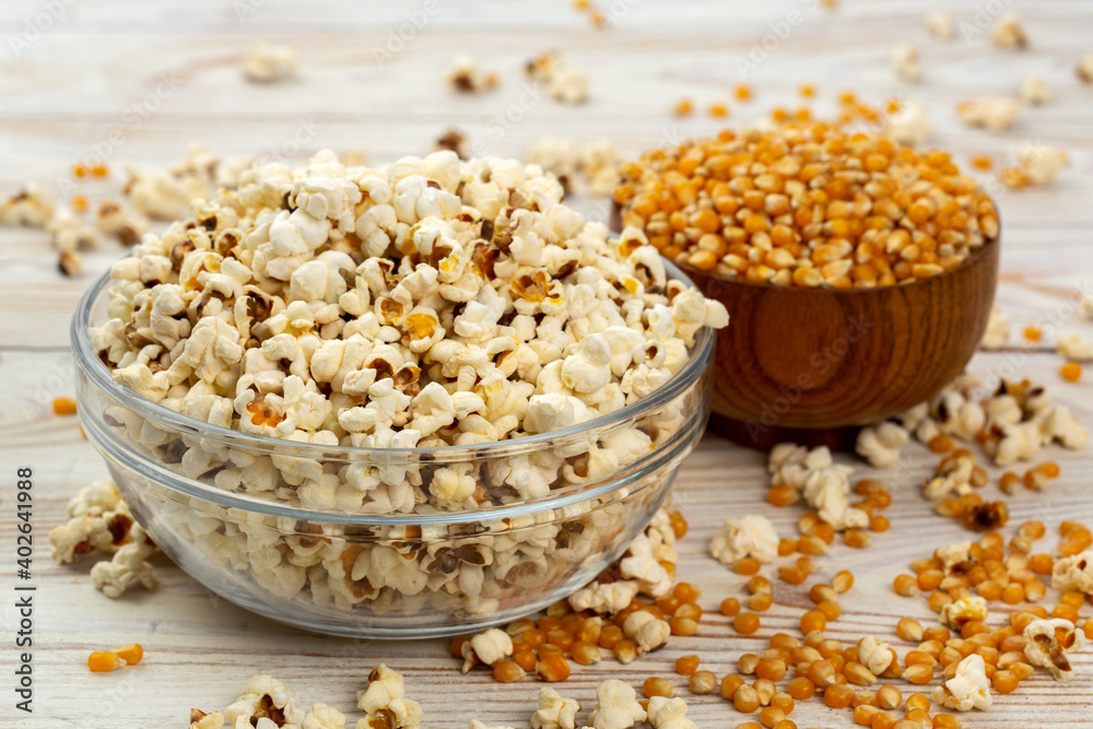 Popcorn and corn seeds in studio Popcorn and corn seeds in studio