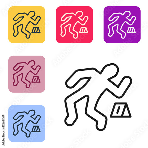 Black line Crime scene icon isolated on white background. Set icons in color square buttons. Vector.