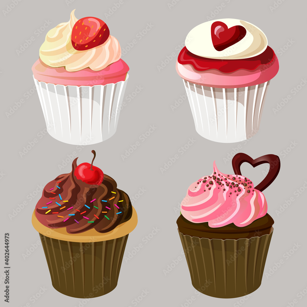 valentine cupcakes icon set valentine cupcakes icon set