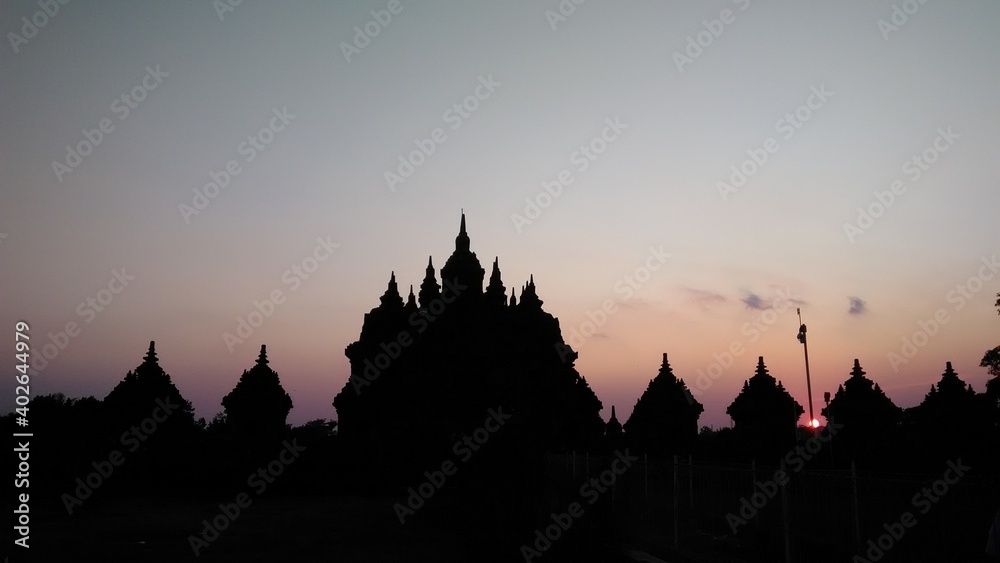 sunset in the Plaosan Temple, Indonesia