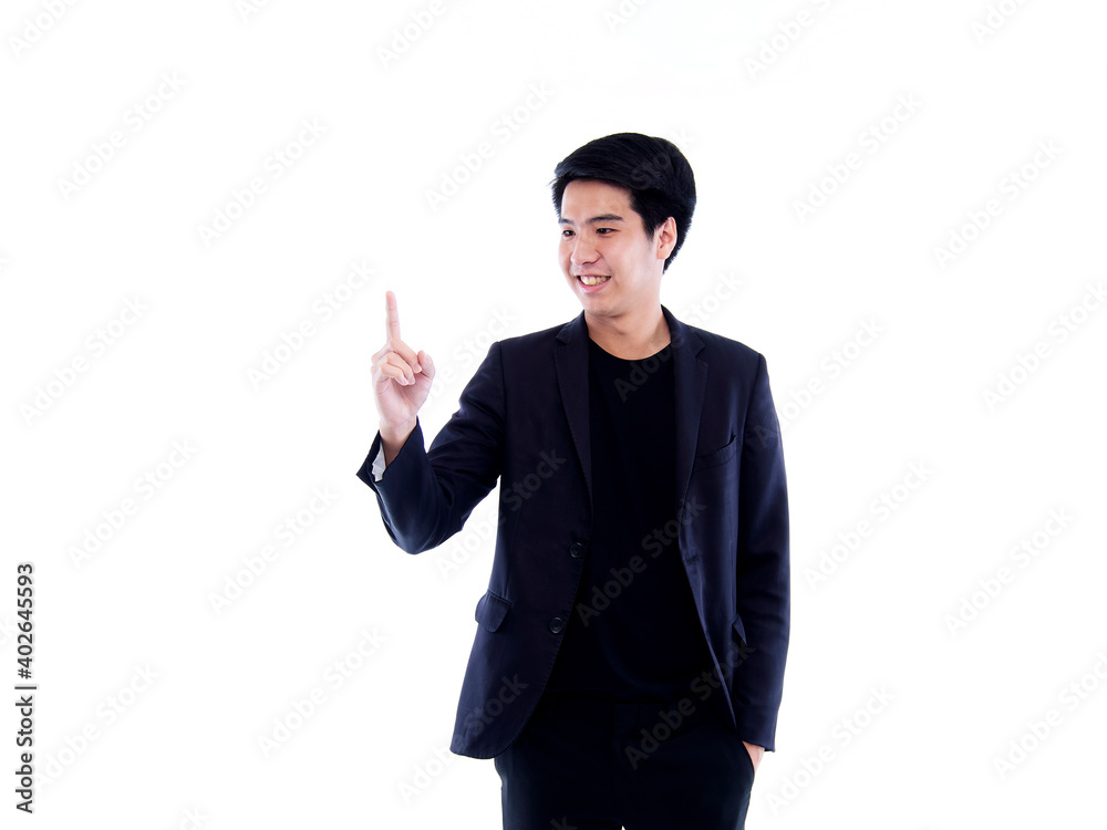 Businessman pointing on white background Businessman pointing on white background