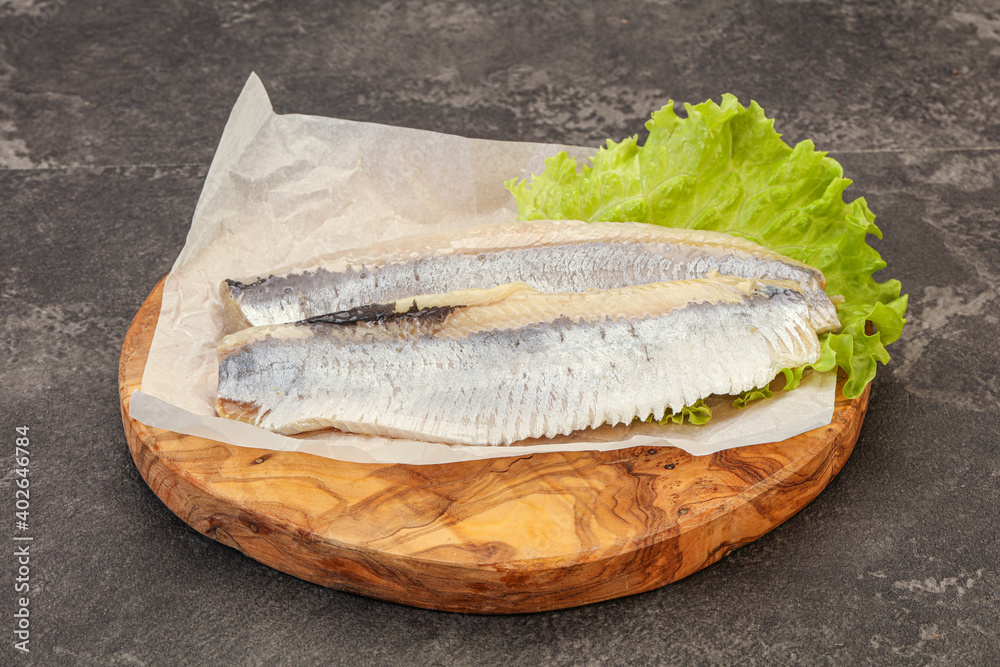 Herring fillet with salad leaves Herring fillet with salad leaves