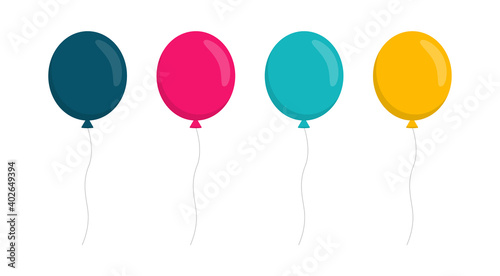 Cartoon balloons in flat style. Colorful balloons. For birthday, party and holiday.