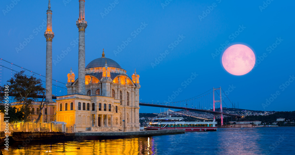 Ortakoy mosque and Bosphorus Bridge Istanbul 