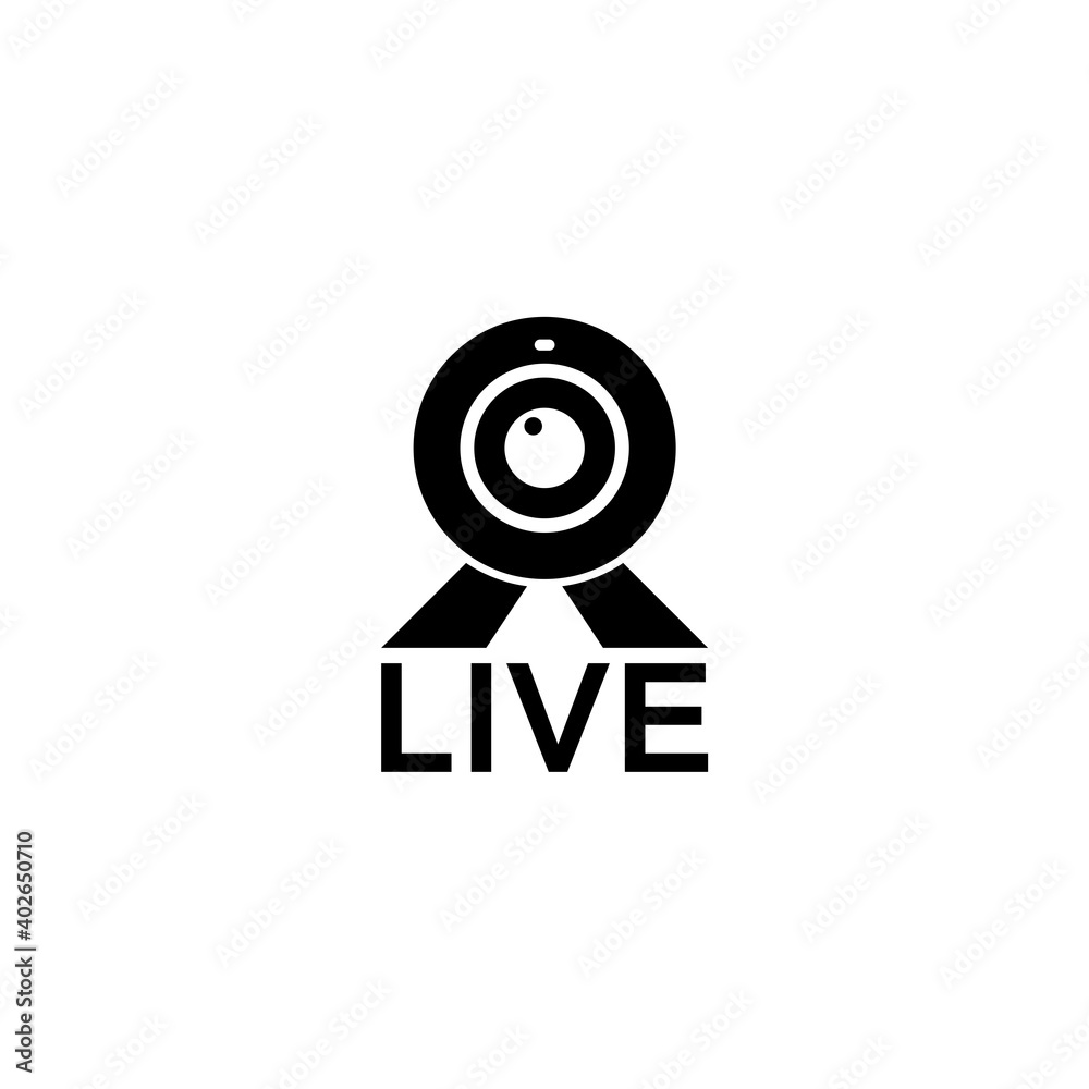 Web cam live icon for web design isolated on white background Web cam live icon for web design isolated on white background