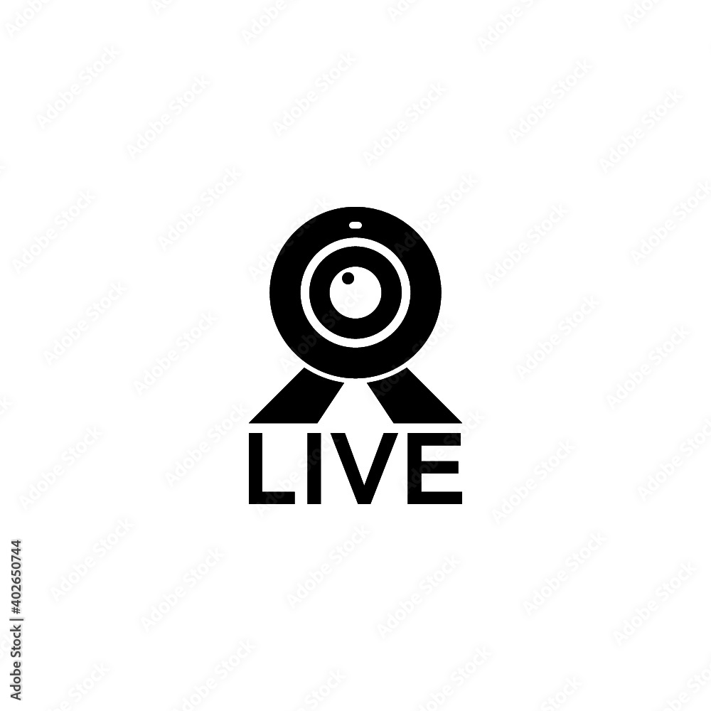 Web cam live icon for web design isolated on white background Web cam live icon for web design isolated on white background