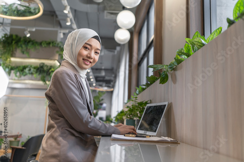 Wallpaper Mural Portrait of Professional executive customer call center working  with notebook computer in the office Torontodigital.ca