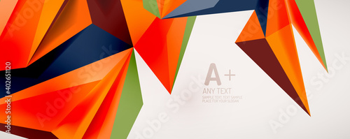 Vector triangle geometric backgrounds. Low poly 3d shape on light backdrop. Vector illustration for covers, banners, flyers and posters and other designs © antishock