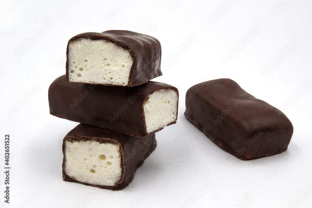 Soft marshmallow covered with chocolate. Original name literally mean Soft marshmallow covered with chocolate. Original name literally mean