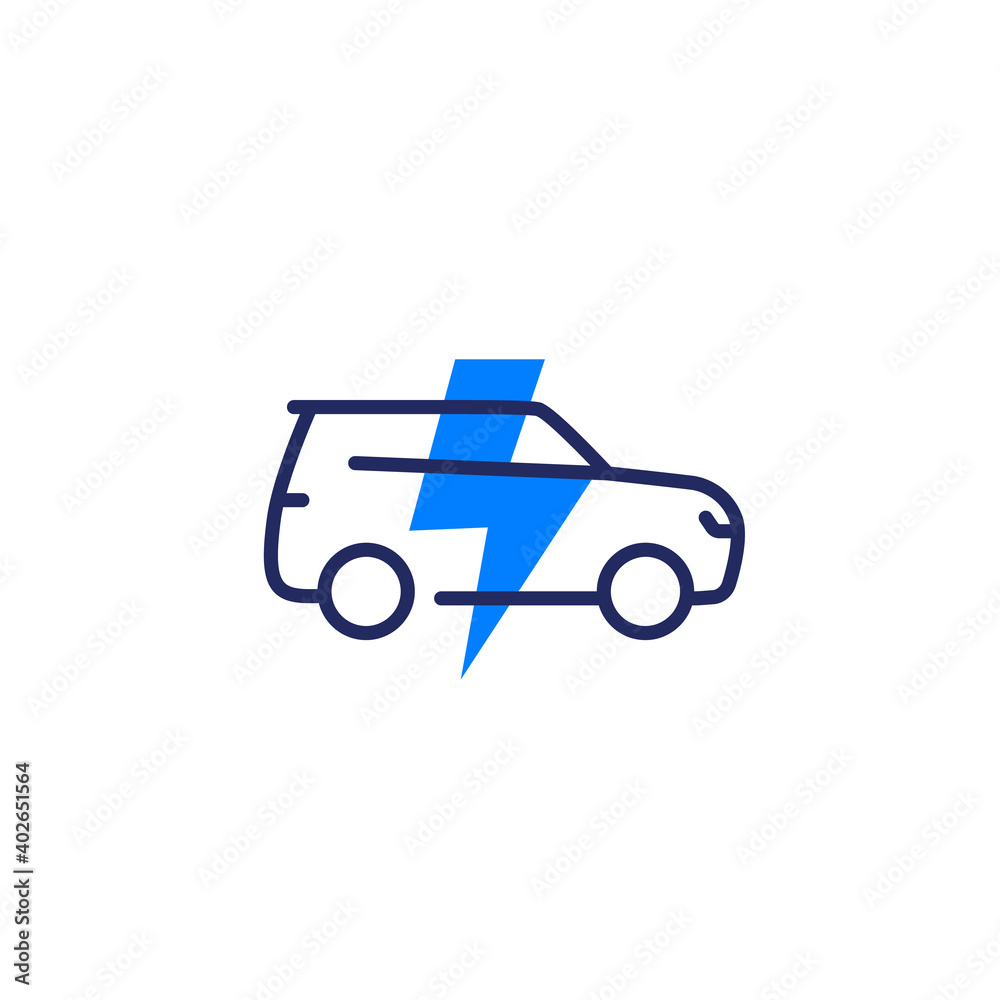 electric car, ev suv icon on white electric car, ev suv icon on white