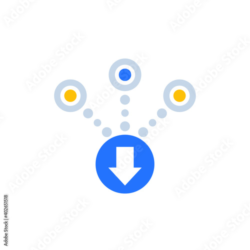 consolidate, merge icon on white