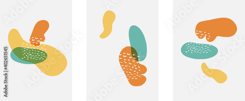 Hand drawn doodle shapes, wall art painting style, vector abstract background templates. A4 poster design or for covers, banners, flyers