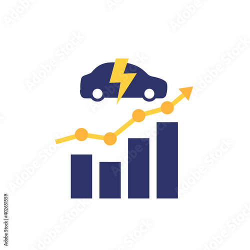 electric car, ev growing market icon, vector