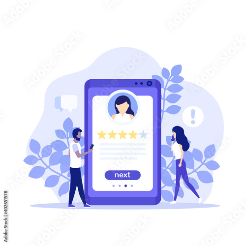 employee review, HR vector illustration with people