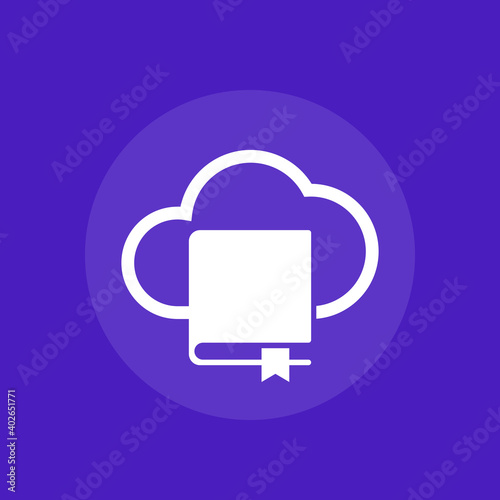 books in cloud or online library vector icon