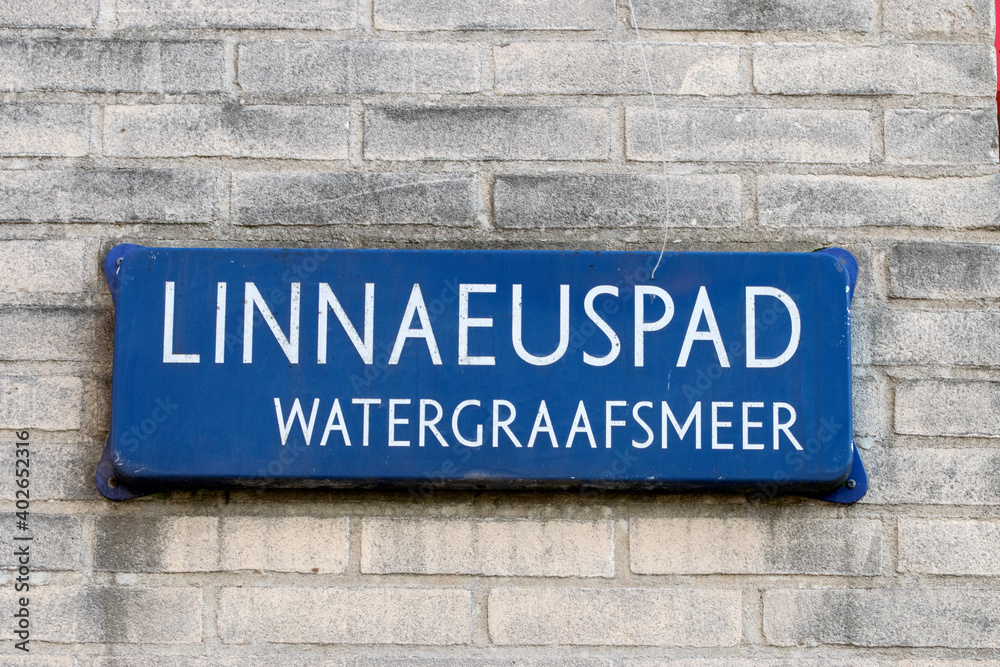 Street sign Linnaeuspad At Amsterdam The Netherlands 22-10-2020