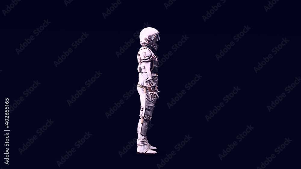 Astronaut with Black Visor and Silver Retro Spacesuit with Bright White 80s lighting 3d illustration render Astronaut with Black Visor and Silver Retro Spacesuit with Bright White 80s lighting 3d illustration render