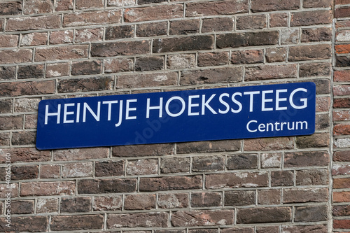 Street Sign Heintje Hoeksteeg At Amsterdam The Netherlands 2020