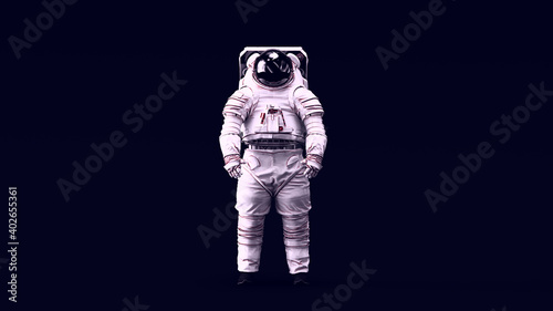 Obraz na plátne Astronaut with Black Visor and White Spacewalk Spacesuit with Bright White 80s l