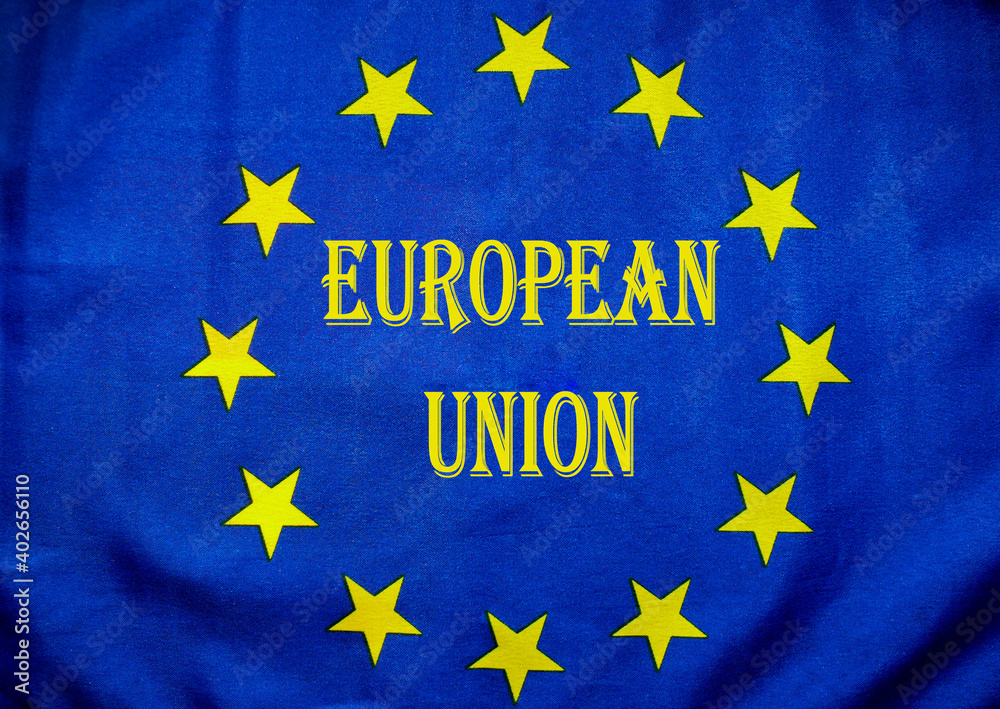 European Union Flag Closeup Detail. Selective focus
