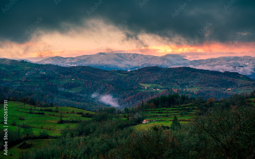 View at the Teggina Valley (in Casentino) just before the sunset

