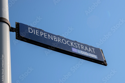 Street Sign Diepenbrockstraat At Amsterdam The Netherlands 2020