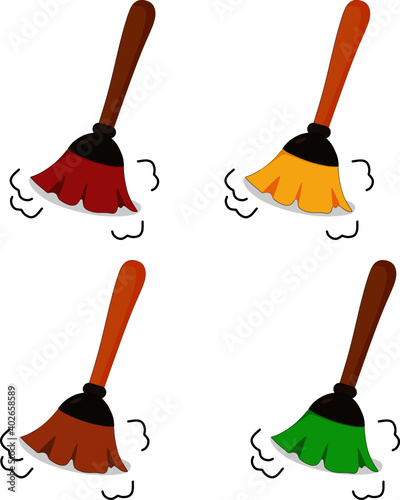 vector illustration set of a feather duster cleaning the dust photo