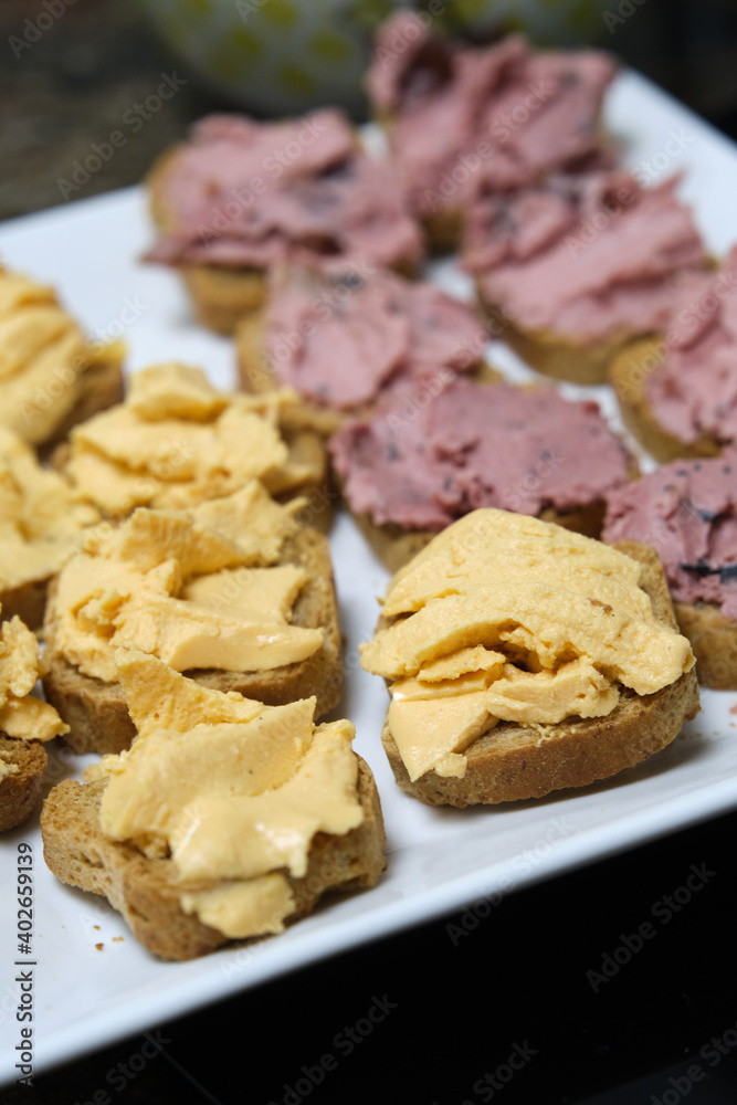 bread with pate of two types