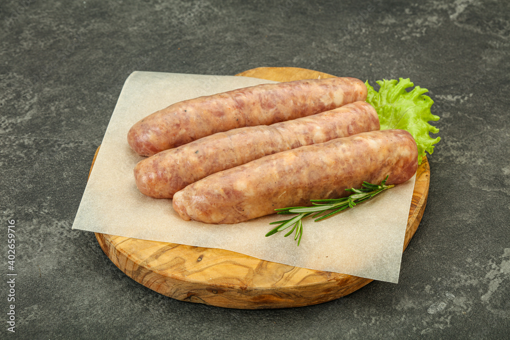 Raw pork meat sausages for grill Raw pork meat sausages for grill