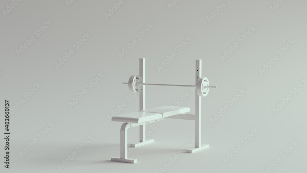 White Flat Weight Bench 3d illustration render White Flat Weight Bench 3d illustration render
