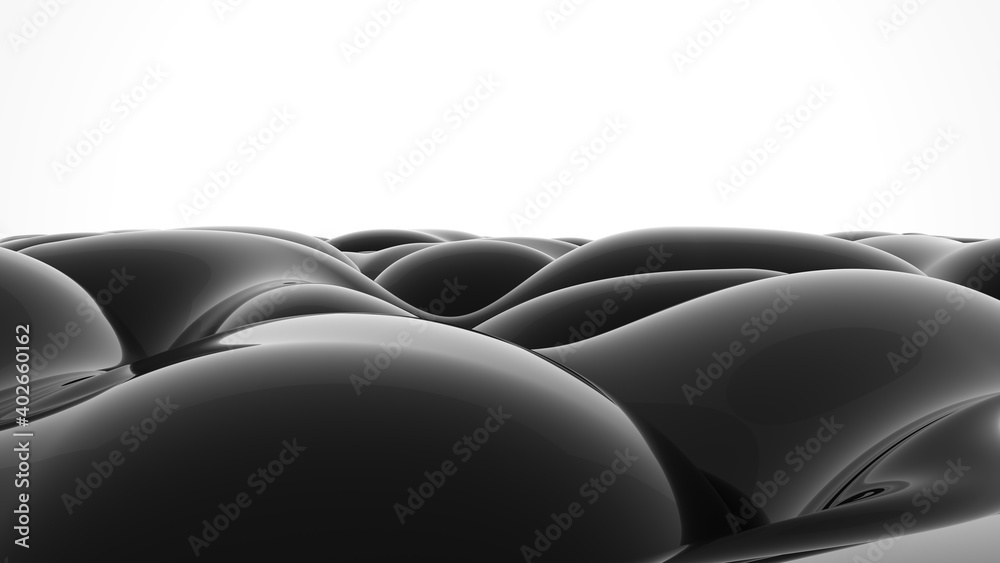 Fototapeta premium Abstract black background. Smooth black wave. Glossy Plastic. Dark luxury texture. Oil, petroleum. Black tar, gum. 3d rendering