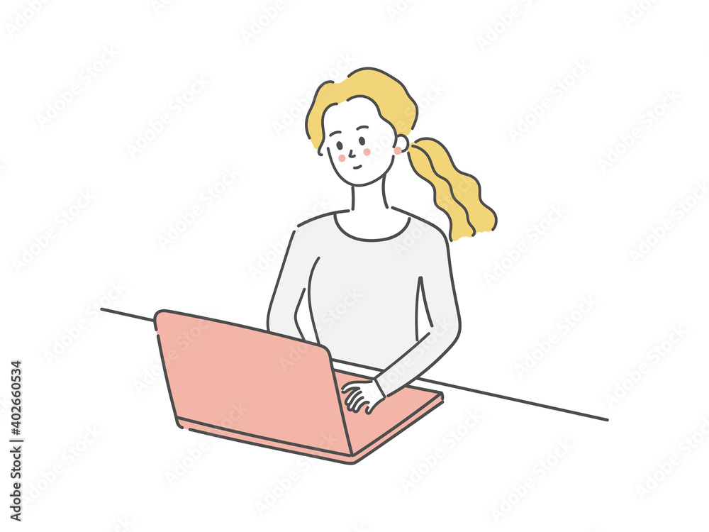 Woman working on a PC Woman working on a PC
