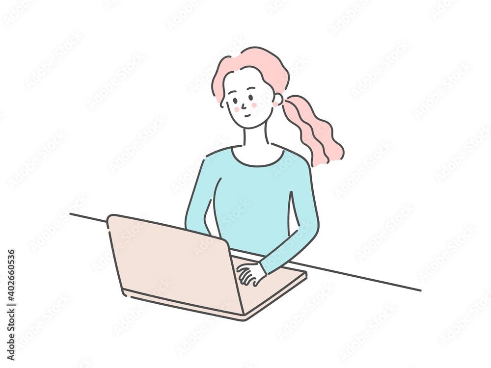 Woman working on a PC Woman working on a PC
