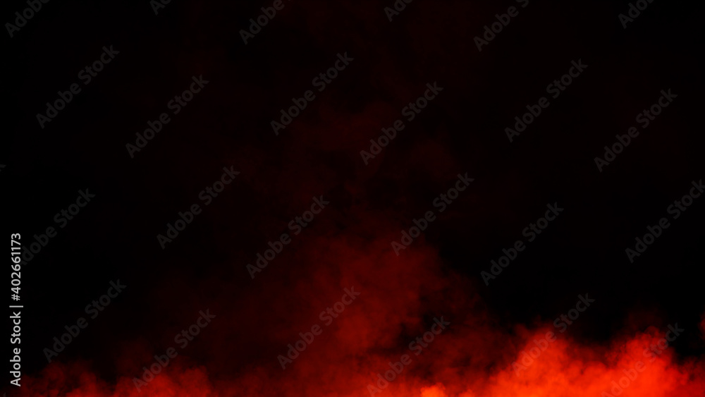 Red ystery fire fog texture overlays for text or space. Smoke chemistry, mystery effect on isolated background. Stock illustration.