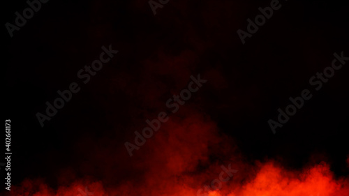 Red ystery fire fog texture overlays for text or space. Smoke chemistry, mystery effect on isolated background. Stock illustration.