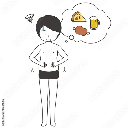食べすぎで太ったダイエット前の男性