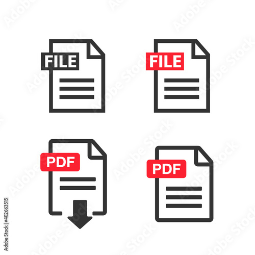 PDF Icon paper file. File Icons. Document icon set
