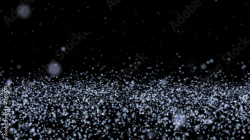 Isolated black background. Space, stellar nebula and black hole. A close-up of the movement and rotation of the particles. Technologies of the future of animation. 3D rendering.
