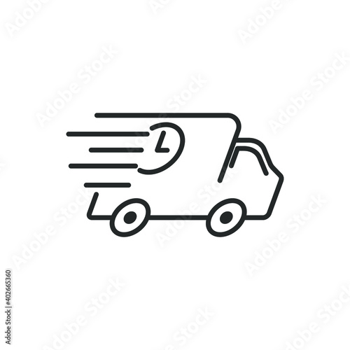 Fast delivery truck icon, express delivery, quick move, line symbol. Vector illustration color editable isolated on blank background. Eps 10.