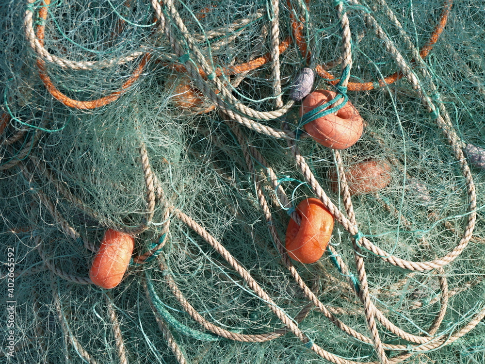 Modern plastic fishing net - detail texture Modern plastic fishing net - detail texture