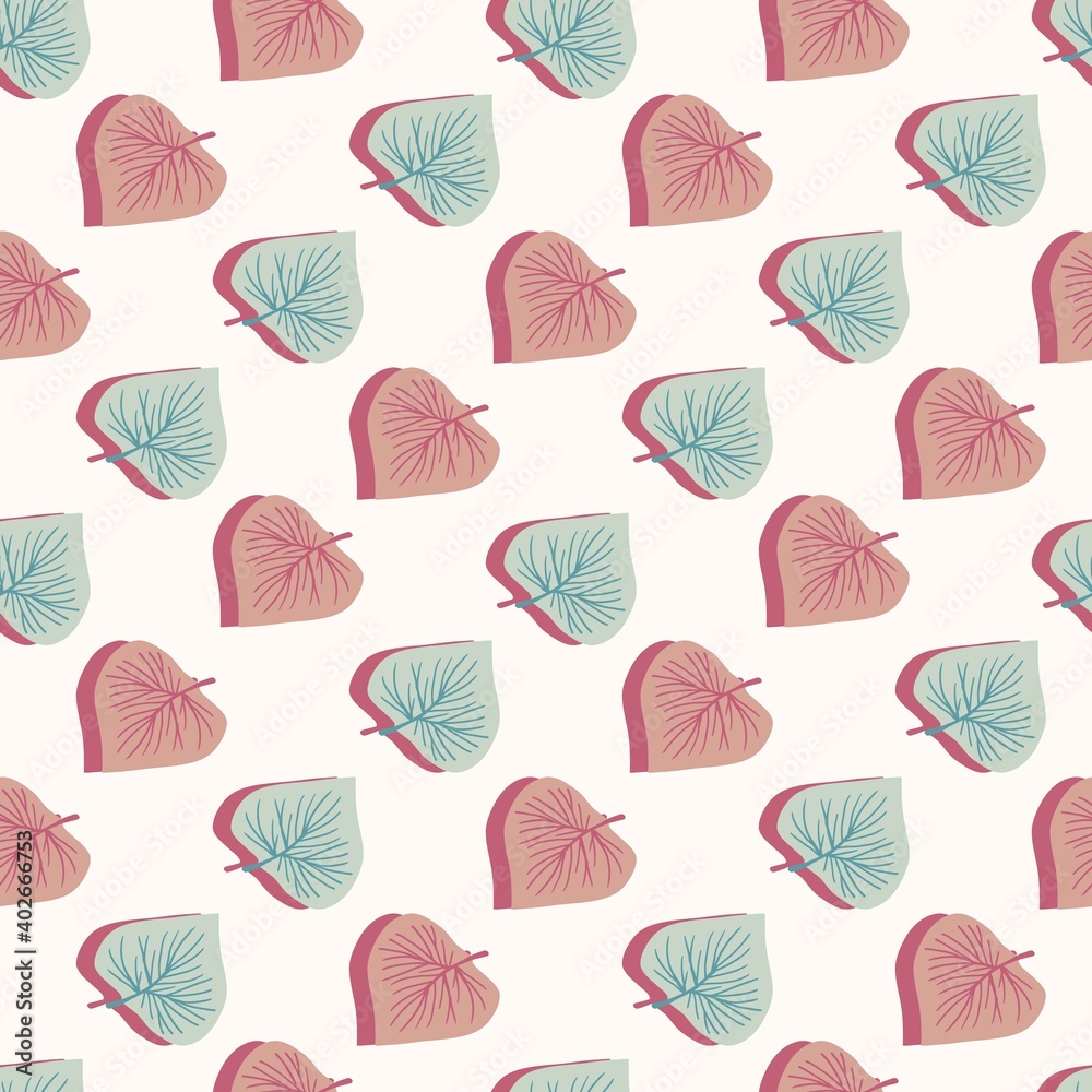Retro Trendy Red and Teal Leaves Vector Seamless Pattern Retro Trendy Red and Teal Leaves Vector Seamless Pattern